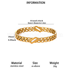 女性用304ステンレススチール製中空楕円形ヒンジ付きカフバングル  ゴールドカラー  内径：2.40インチ（6.1cm）&nbsp;WG12D70-01