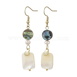Pendientes colgantes de concha de abulón natural/concha de paua y concha de trochid natural/concha de trochus para mujer&nbsp;EJEW-JE07401