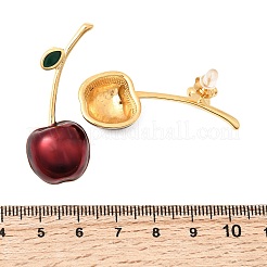 Pendientes de botón de acero inoxidable 304 con diseño de cereza para mujer&nbsp;EJEW-A158-02G