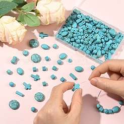 190 шт. 10 вида синтетических бирюзовых бусин&nbsp;G-YW0002-60