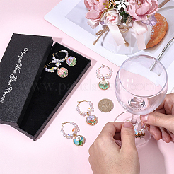 6 Stück Blumenlegierung Emaille Glas Weinglas Charms&nbsp;AJEW-SC00078