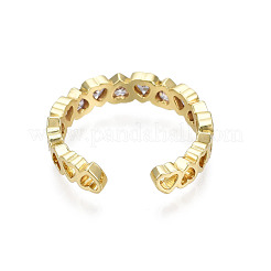 Открытое кольцо-манжета в форме сердца с кубическим цирконием&nbsp;RJEW-N035-121