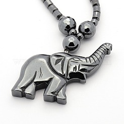 Модные мужские немагнитные синтетические гематит ожерелья из бисера NJEW-M002-21