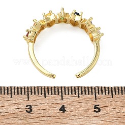 Anillos abiertos de latón con micropavé de circonitas cúbicas para mujer&nbsp;RJEW-C163-08G