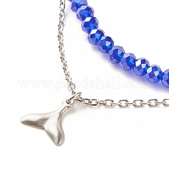 2 шт. набор из 2 браслетов на ногу с подвесками в виде китового хвоста из нержавеющей стали 304 AJEW-AN00491