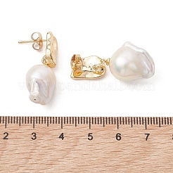 Ohrstecker mit Nuggets aus natürlicher Barockperle und Keshi-Perle&nbsp;EJEW-JE07001