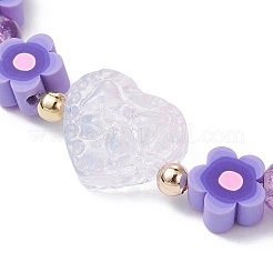 Braccialetti elasticizzati in argilla polimerica con fiori fatti a mano&nbsp;BJEW-JB09825-03