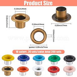 200 комплект 10-х цветных железных люверсов&nbsp;SCRA-GF0001-10B-06