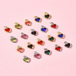 24 шт. 12-цветная подвеска в форме сердца с покрытием из латуни и стекла&nbsp;KK-FS0001-39