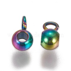 イオンプレーティング（IP）304ステンレス鋼チューブベイル  ループベイル  ロンデル  虹色  7x3x4mm  穴：1.6mm  内径：1.8mm&nbsp;STAS-L216-21