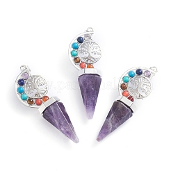 Подвески с большим острием чакры из натуральных и синтетических смешанных драгоценных камней G-E566-06