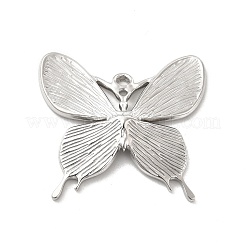 変色しない304ステンレススチールペンダント  バタフライチャーム  ステンレス鋼色  31.5x36x3.5mm  穴：2mm&nbsp;LS-STAS-B032-03P