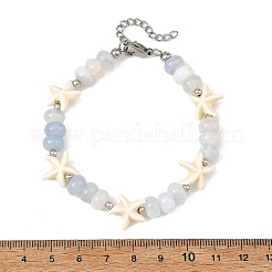 Bracelets en perles en agate rubanée naturelle et pierres précieuses en forme d'étoile de mer&nbsp;BJEW-JB14419