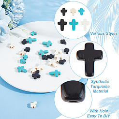 210шт 6 стиля синтетические бирюзовые бусины&nbsp;G-HY0001-52