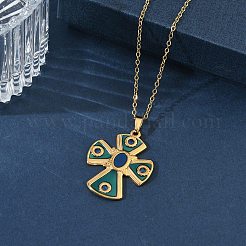 Colliers pendentifs en acier inoxydable 304 émaillé turquoise pour femmes&nbsp;NJEW-C118-01B-G