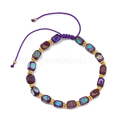 Pulseras ajustables de cuentas cúbicas trenzadas de jaspe imperial natural teñido.&nbsp;BJEW-JB14247