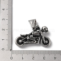 304ステンレスペンダント  スカルバイクチャーム  アンティークシルバー  20x32.5x10.5mm  穴：7.5x4mm&nbsp;STAS-D014-23AS