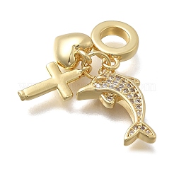 Латунь микропаве прозрачный кубический цирконий европейские подвески с подвесками KK-D431-033G-G