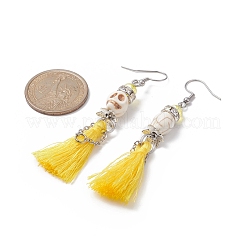 4 par de pendientes colgantes de calavera turquesa sintética de 4 colores&nbsp;EJEW-TA00235