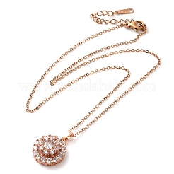 Ожерелья с подвесками в виде цветка из прозрачного стекла и латуни NJEW-M080-07B