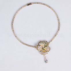 Комплекты из латунных подвесок и серег-гвоздиков с микропаве из кубического циркония&nbsp;FS-WG0F04C-04