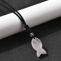 Подвеска в виде рыбы из натурального розового кварца&nbsp;NJEW-G185-01G