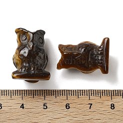天然のタイガーアイ彫刻の置物  ホームオフィスのデスクトップ装飾用  フクロウ  15.5~18.5x13~15x22~24mm&nbsp;DJEW-L023-G06