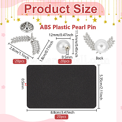 20 pieza de pasador de perla de plástico ABS&nbsp;JEWB-BC0001-15A