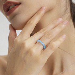 3 шт. 3 цвета натурального нефрита эластичные кольца для женщин RJEW-GO0001-02