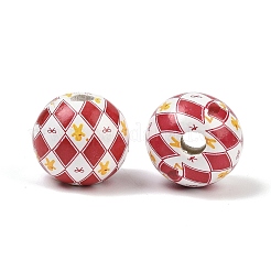 Рождественские печатные европейские бусины из дерева схима&nbsp;WOOD-I015-01M