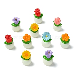 30 Stück 6 Stile undurchsichtige Blumentopf-Dekorationen aus Kunstharz&nbsp;DJEW-CJ0001-32