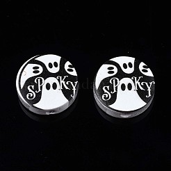 Бусины из натурального дерева с принтом на Хэллоуин WOOD-T021-77