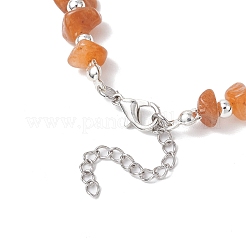 Браслеты из натурального красного авантюрина с бусинами&nbsp;BJEW-JB11819-06