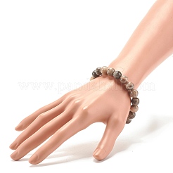 10 мм натуральный черный солнечный камень круглые бусины эластичный браслет для мужчин и женщин BJEW-JB07299-02
