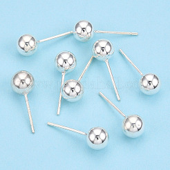 スターリングシルバー ラウンド ボール スタッド イヤリング 925 個  銀  6mm  ピン：0.8mm&nbsp;STER-T005-01G