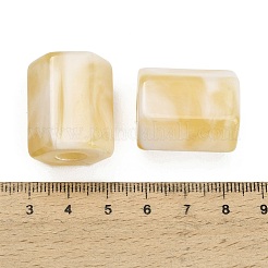 不透明アクリル天然石風ビーズ  大穴ビーズ  六角コラム  多面カット  ツートン  きいろ  25x21.5x19.5mm  穴：8mm  約60個/袋&nbsp;AC-CBAE907-04