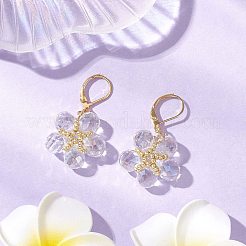 Комплекты из стеклянных и стеклянных бусин с подвесками в виде цветов и серег-колец SJEW-MZ00011