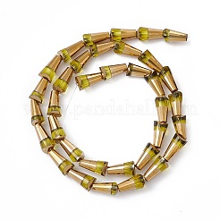 電気メッキガラスビーズセット  半分虹メッキ  多面カットコーン  黄緑  7.5~8x4~4.5mm  穴：0.8mm  約34~35個/連  11.42~11.81インチ（29~30cm）&nbsp;EGLA-L034-HR02