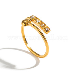 Bracciale rigido aperto da donna in acciaio inossidabile 304 con strass a forma di cuore.&nbsp;MH2776