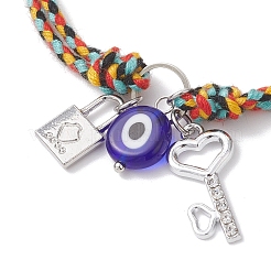 3 шт. 3-цветные браслеты ручной работы из лэмпворка и сплава с подвесками&nbsp;BJEW-JB12749