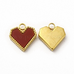 PVD真空メッキ304ステンレスペンダント  アクリルと  ハート  ファイヤーブリック  12x11x3mm  穴：2mm&nbsp;STAS-A076-06G-02