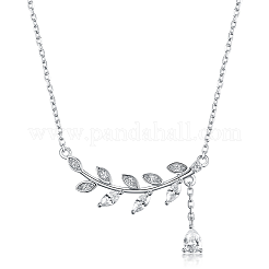 Элегантные комплекты из 925-стерлингового серебра с микропаве из кубических цирконий в форме листа и ожерельем для женщин HW9788-6