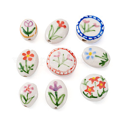 9 pieza de cuentas de porcelana hechas a mano con temática de flores de 9 estilos&nbsp;PORC-TA0002-29