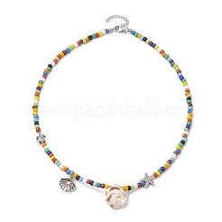 Ожерелья с подвесками из натуральных спиральных ракушек NJEW-JN05179