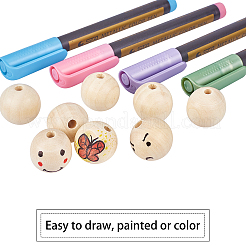 Круглые бусины из натурального необработанного дерева WOOD-PH0008-91-25mm