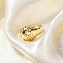 Кольца-манжеты для пальцев с покрытием из латуни с микропаве из прозрачного кубического циркония для женщин&nbsp;RJEW-M028-22G-02