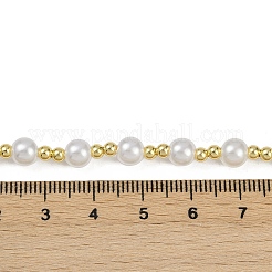 Ожерелья из цепочек ручной работы из латуни и белого АБС-пластика с имитацией жемчуга NJEW-M099-01G