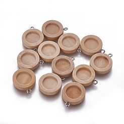 Ajustes cabujón colgante de madera&nbsp;WOOD-WH0021-08