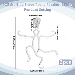 2 Stück Cabochon-Fassungen für Anhänger aus Sterlingsilber&nbsp;STER-BBC0009-46P