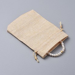 ストレッチキッズブレスレット  真鍮のビーズで  天然淡水パールビーズと黄麻布の包装袋の巾着袋を等級分けする  クローバー  ホワイト  1-3/4インチ（4.5cm）&nbsp;BJEW-JB04622-02